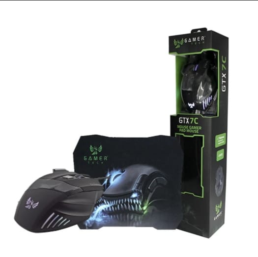Kit Mouse Gamer GTX7C + Mouse Pad (Marca Gamer Tech).